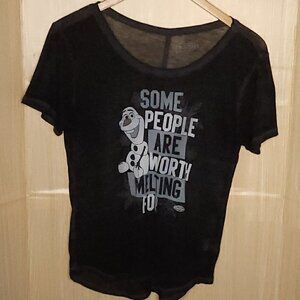Disney Frozen Womens Black Burnout Top Large